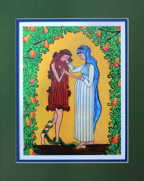 Mary and Eve Print Matted